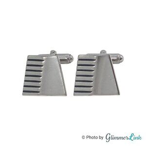 Vintage Anson Silver Tone Mid Century Modern Cufflinks Geometric Trapezoid Shape